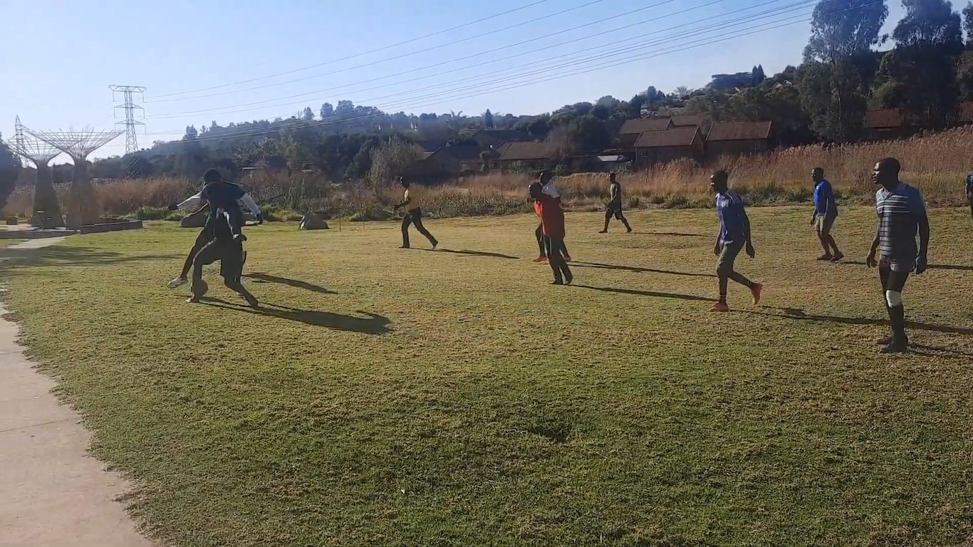 Delivery guys in Roodepoort take a break from deliveries on a quiet day